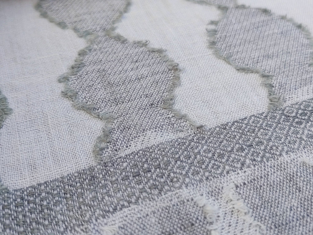 100% Linen Jacquard Weave Fabric with Multi-Pattern Design 6503 - The Linen Lab - Gray