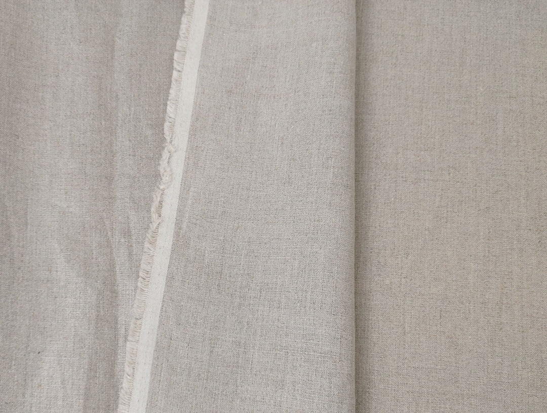 100% Linen Natural Color Fabric with Silver Foil Print 3492