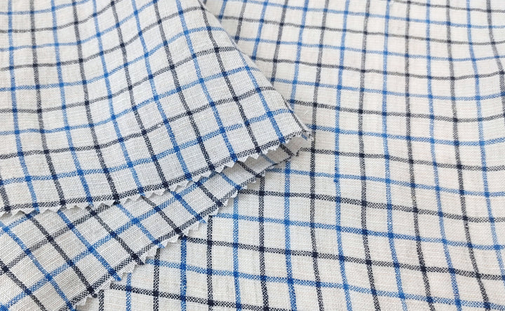100% Linen Breeze: Light and Checked Fabric 7944