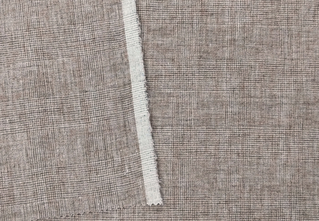 Linen-Polyester Blend Melange Glen Plaid Fabric 7673 7674