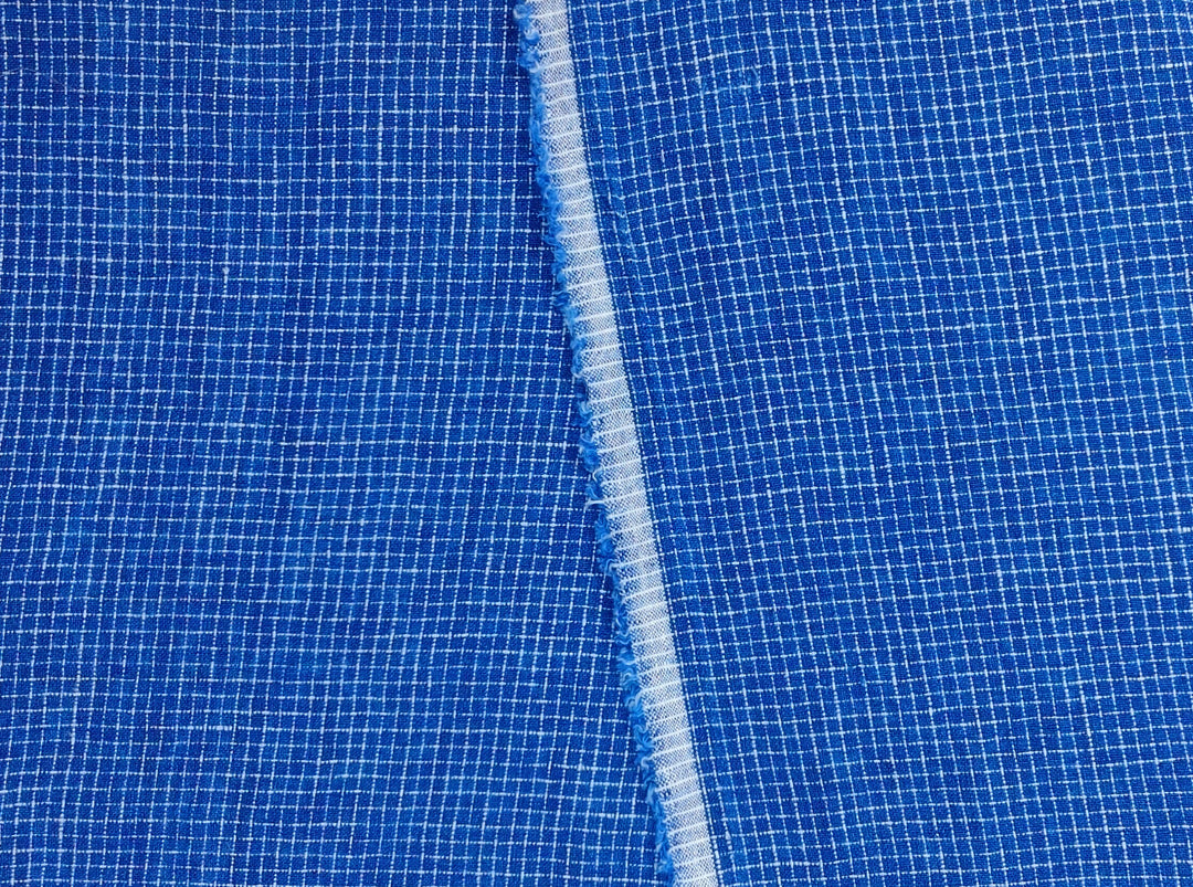 Blue 100% Linen Fabric: Viking Age Hedeby Windowpane Pattern 7958