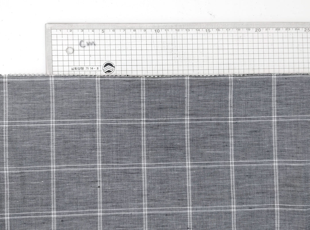 Classic Windowpane Linen-Cotton Twill Fabric – Light to Medium Weight 3185 3247