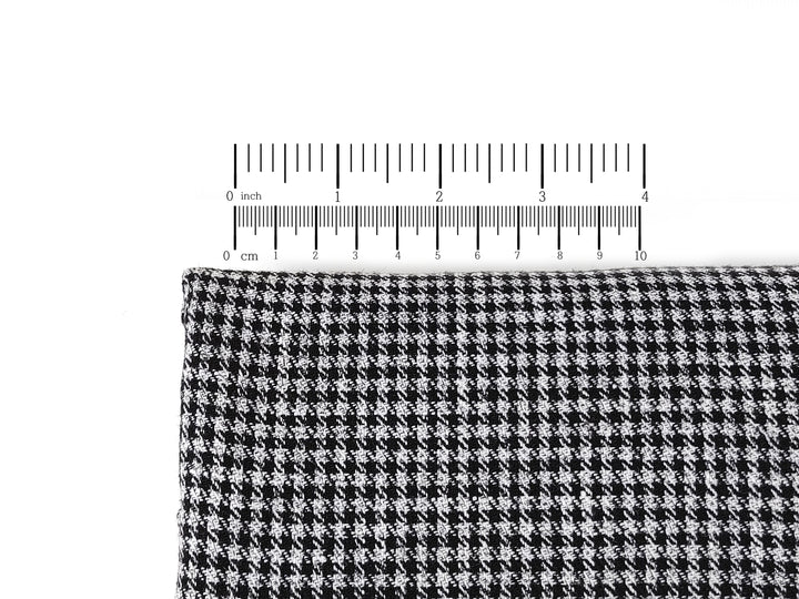 White & Black Gingham Check Linen-Polyester Fabric | Twill Weave, Pre-Washed 8068