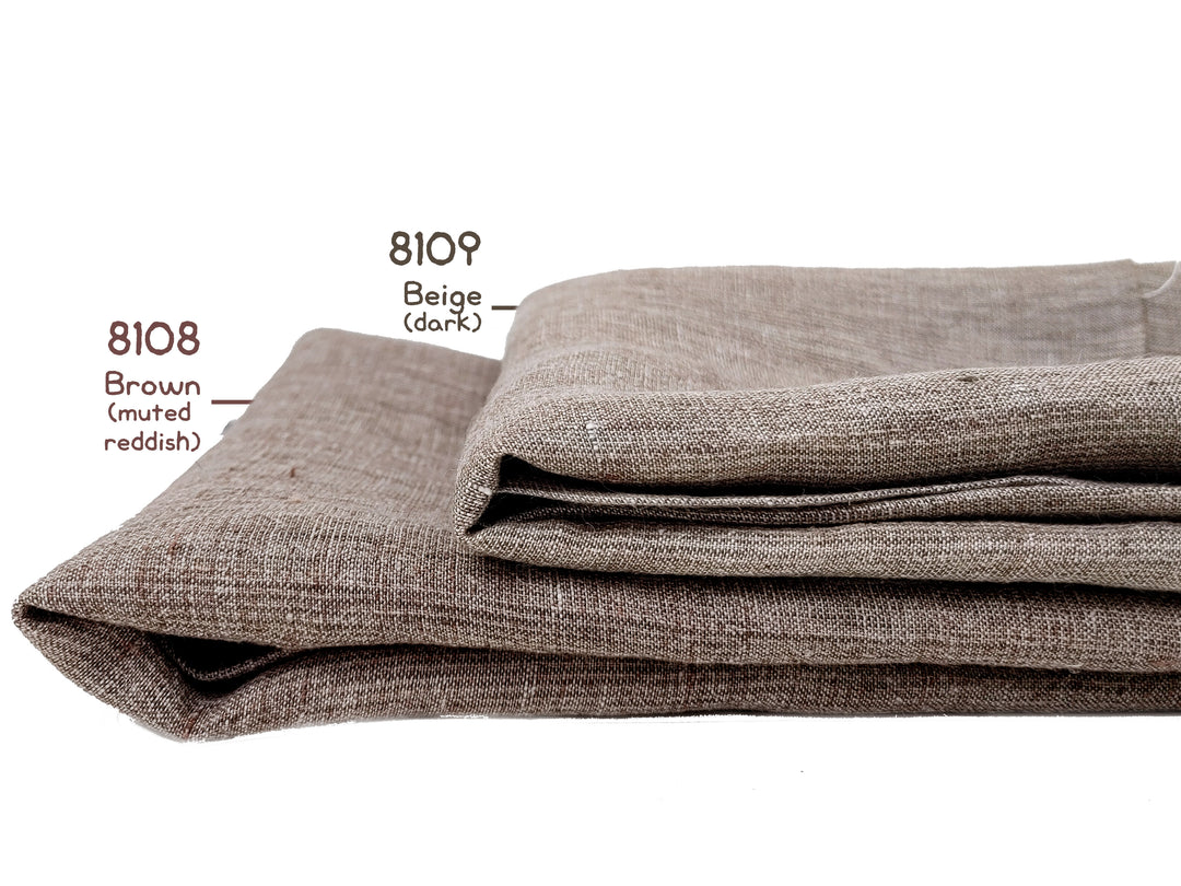 100% Linen Fabric – Subtle Glen Plaid in Beige, Pre-Washed for Softness
