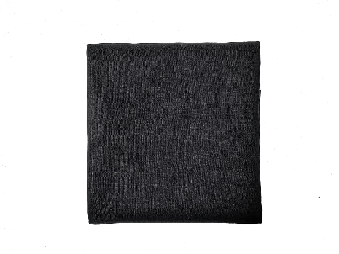Black 100% Linen Fabric – Lightweight, Pre-Washed, Subtle Stripe Variation