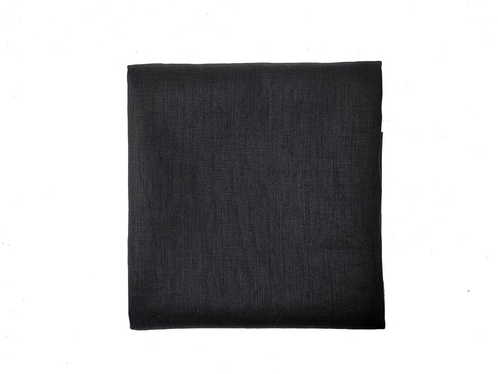Black 100% Linen Fabric – Lightweight, Pre-Washed, Subtle Stripe Variation