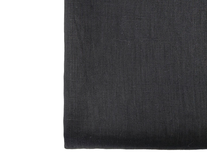 Black 100% Linen Fabric – Lightweight, Pre-Washed, Subtle Stripe Variation