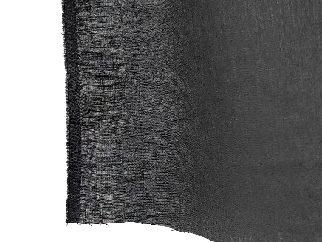 Black 100% Linen Fabric – Lightweight, Pre-Washed, Subtle Stripe Variation