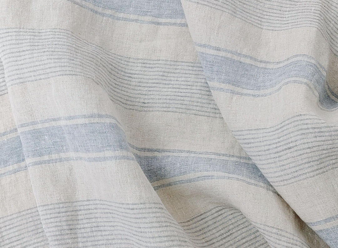 100% Linen Fabric – Yarn-Dyed Horizontal Stripes, Medium Weight, Pre-Washed (7370 / 7488 / 7489)