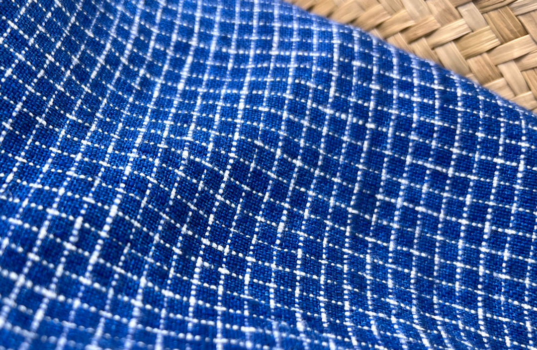 Blue 100% Linen Fabric: Viking Age Hedeby Windowpane Pattern 7958