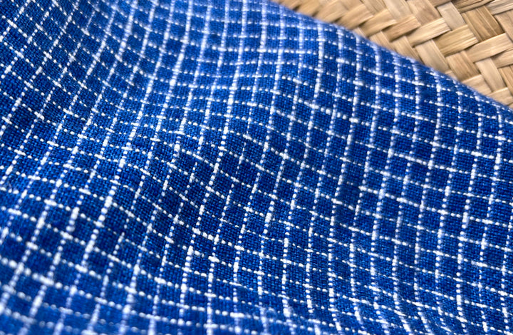 Blue 100% Linen Fabric: Viking Age Hedeby Windowpane Pattern 7958