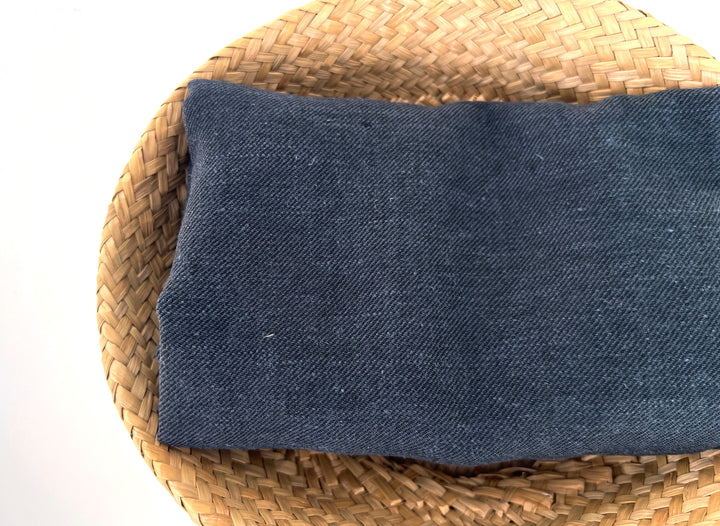 Grey Yarn-Dyed Twill Chambray Fabric – Linen Ramie Cotton Blend, Medium Weight 7864