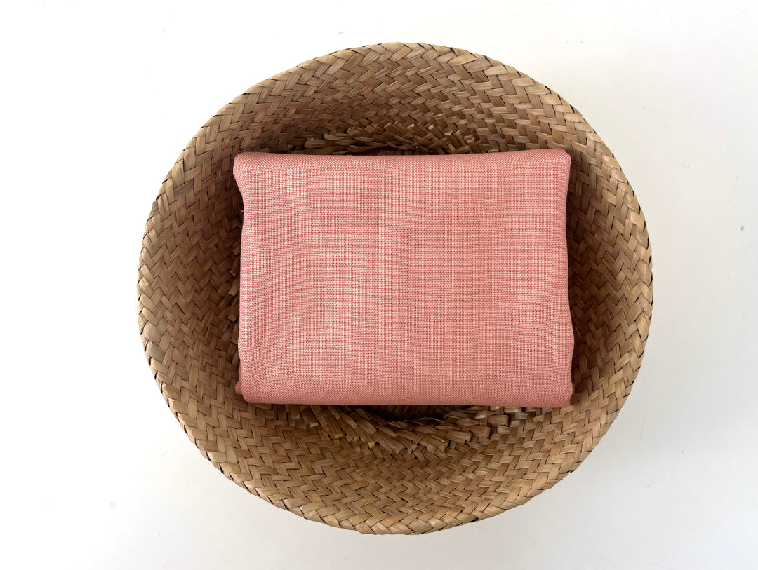 100% Linen Fabric in Peach – Solid Color, Medium to Heavy Weight, Pre-Washed, 8235