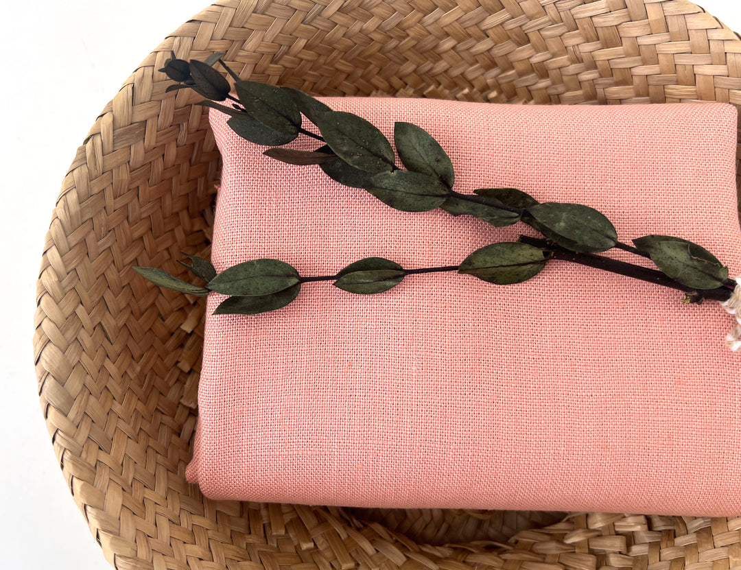 100% Linen Fabric in Peach – Solid Color, Medium to Heavy Weight, Pre-Washed, 8235