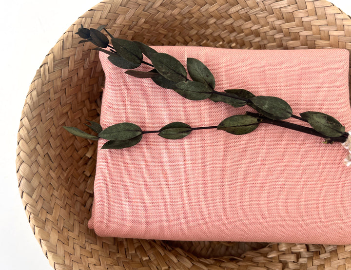 100% Linen Fabric in Peach – Solid Color, Medium to Heavy Weight, Pre-Washed, 8235