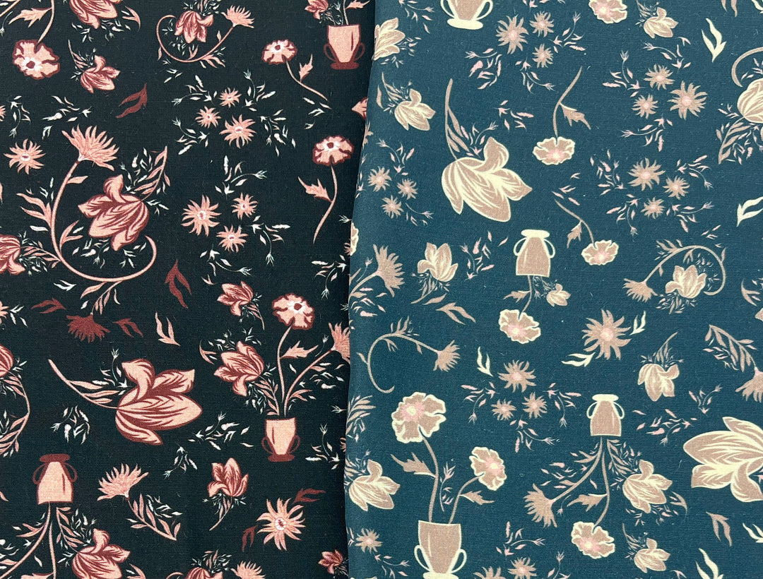 Mirrored Canvas – Linen Rayon Print Fabric, Design by Madeline, Madswick Studio, 8232 8233