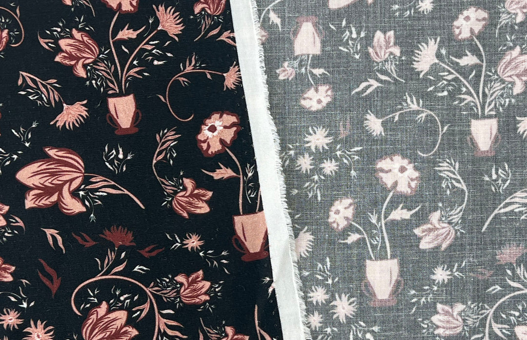 Mirrored Canvas – Linen Rayon Print Fabric, Design by Madeline, Madswick Studio, 8232 8233