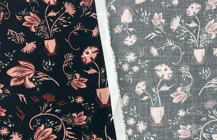Mirrored Canvas – Linen Rayon Print Fabric, Design by Madeline, Madswick Studio, 8232 8233