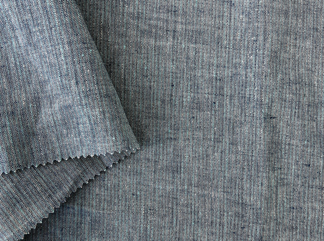 Blue Stripe Linen Lurex Fabric – Metallic Sparkle, Light-Medium Weight 2972