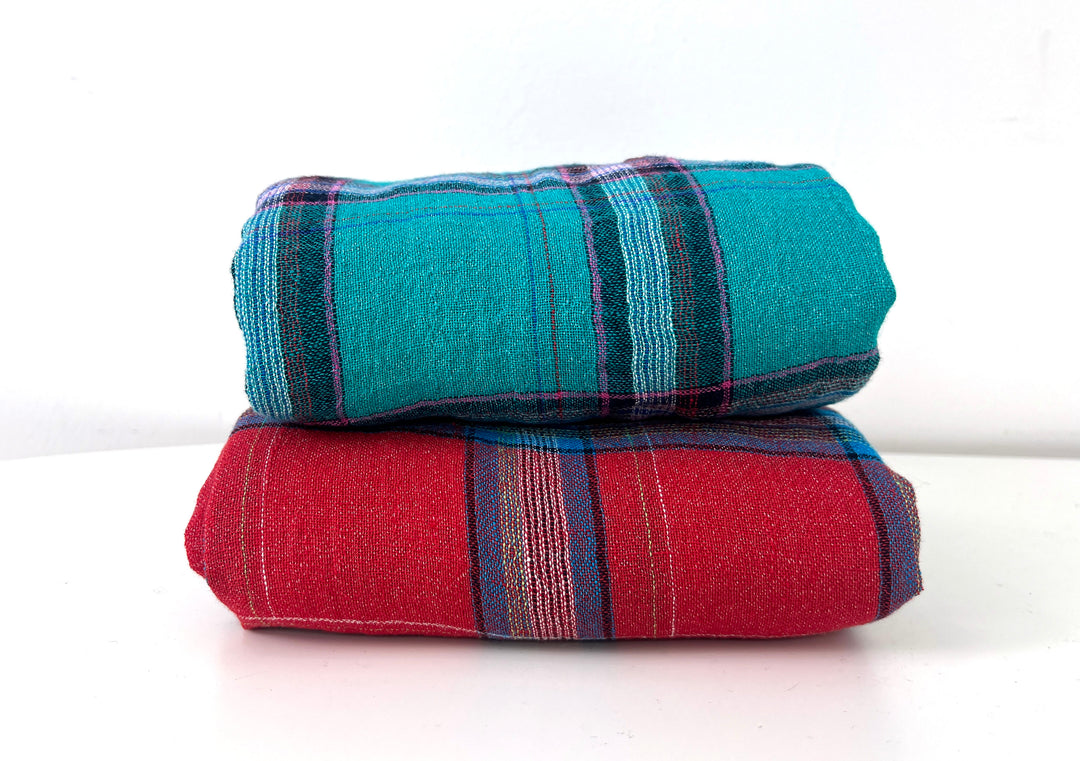 Classic Tartan Plaid Linen Blend Fabric – Red & Teal Options 7991 7992