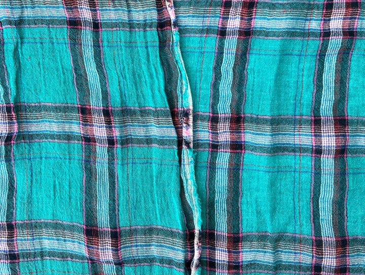 Classic Tartan Plaid Linen Blend Fabric – Red & Teal Options 7991 7992
