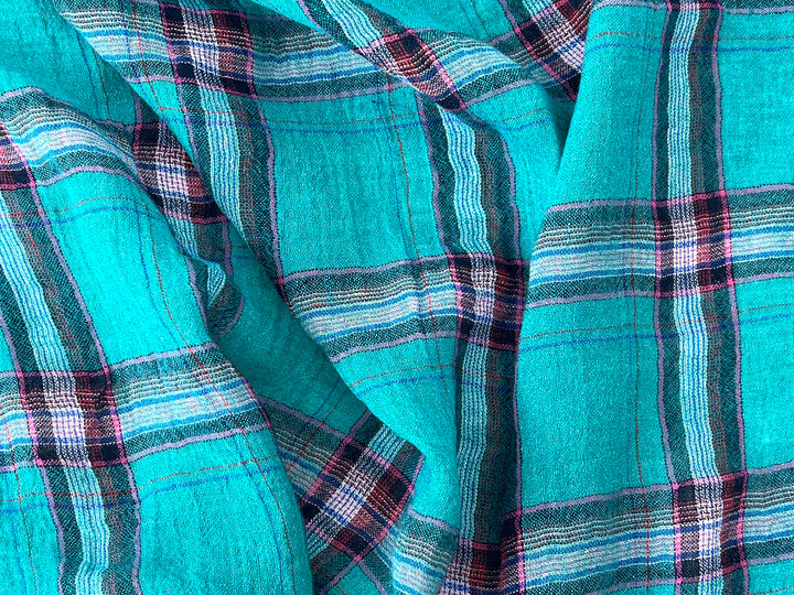 Classic Tartan Plaid Linen Blend Fabric – Red & Teal Options 7991 7992