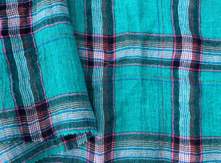 Classic Tartan Plaid Linen Blend Fabric – Red & Teal Options 7991 7992