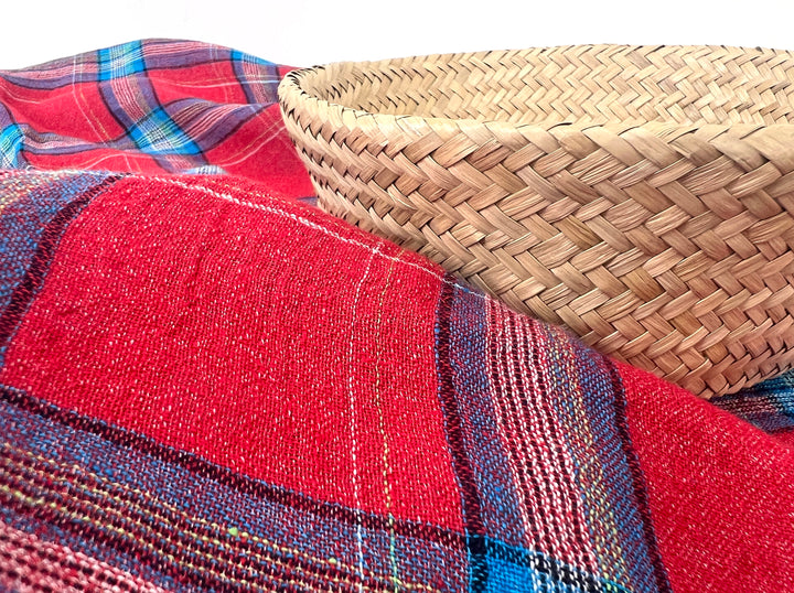Classic Tartan Plaid Linen Blend Fabric – Red & Teal Options 7991 7992