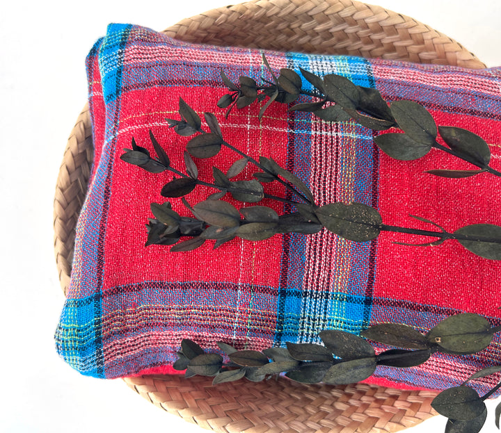 Classic Tartan Plaid Linen Blend Fabric – Red & Teal Options 7991 7992