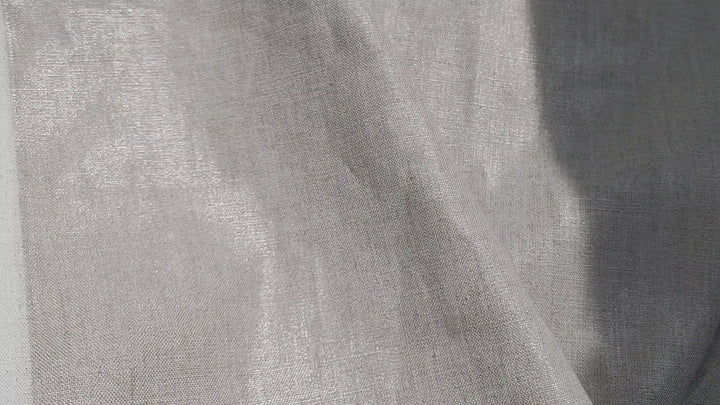 100% Linen Natural Color Fabric with Silver Foil Print 3492