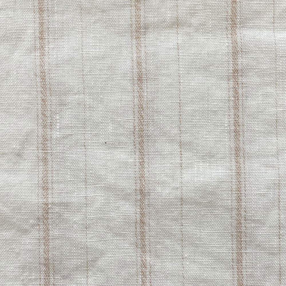100% Linen Dobby Stripe Fabric 14s 40lea (6525 6526) - The Linen Lab - 6526 beige