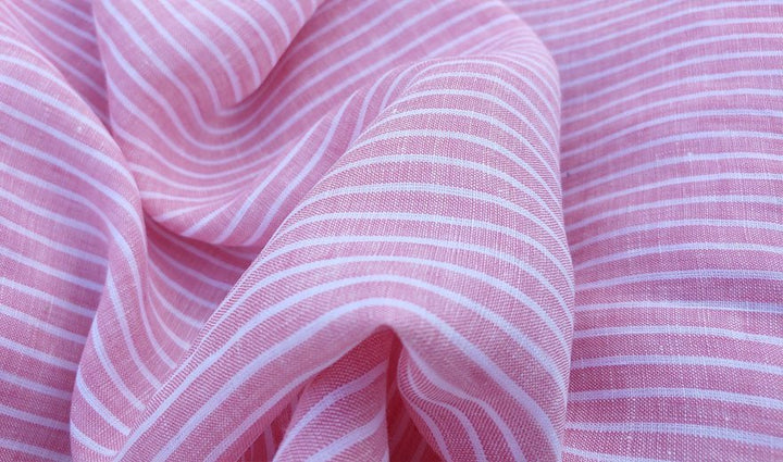 100% Linen Fabric Stripe Collections Light Weight (4708 6273 5997 4575 6258 6157) - The Linen Lab - Pink 6157