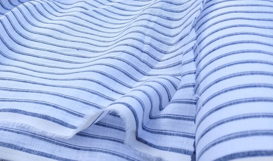 100% Linen Fabric Stripe Collections Light Weight (4708 6273 5997 4575 6258 6157) - The Linen Lab - Navy 5997