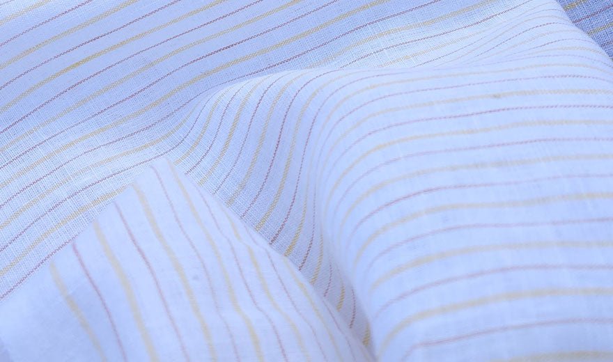 100% Linen Fabric Stripe Collections Light Weight (4708 6273 5997 4575 6258 6157) - The Linen Lab - Yellow 4575