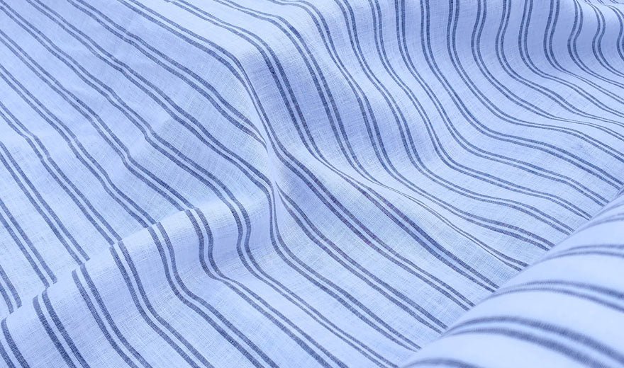 100% Linen Fabric Stripe Collections Light Weight (4708 6273 5997 4575 6258 6157) - The Linen Lab - Blue 4708