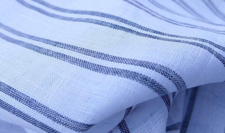 100% Linen Fabric Stripe Collections Light Weight (4708 6273 5997 4575 6258 6157) - The Linen Lab - Navy 6273