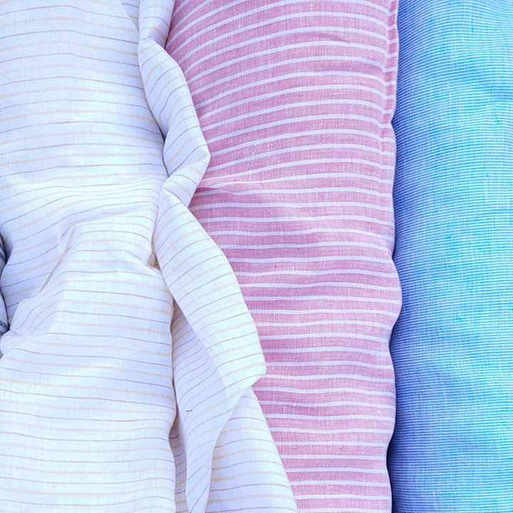 100% Linen Fabric Stripe Collections Light Weight (4708 6273 5997 4575 6258 6157) - The Linen Lab - Blue 4708