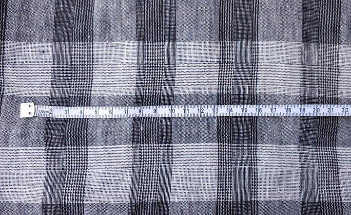 100% Linen Fabric Tartan Glen Plaid 6069 6841 6842 7220 - The Linen Lab - GREY*BK 7220