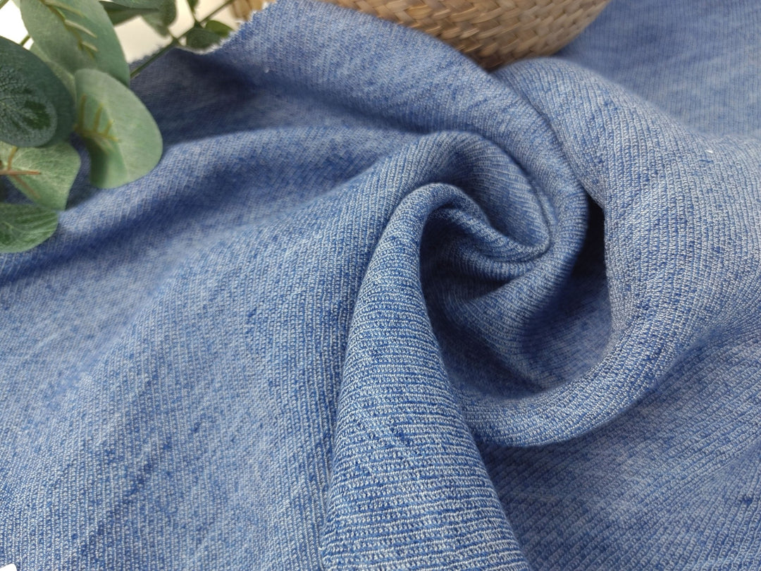 Blue Linen Rayon Cotton Blend Semi-Double-Face Fabric 7146 - The Linen Lab - Blue