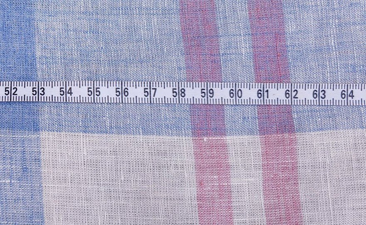 Linen Blue Big Check Fabric (4849) - The Linen Lab - Blue