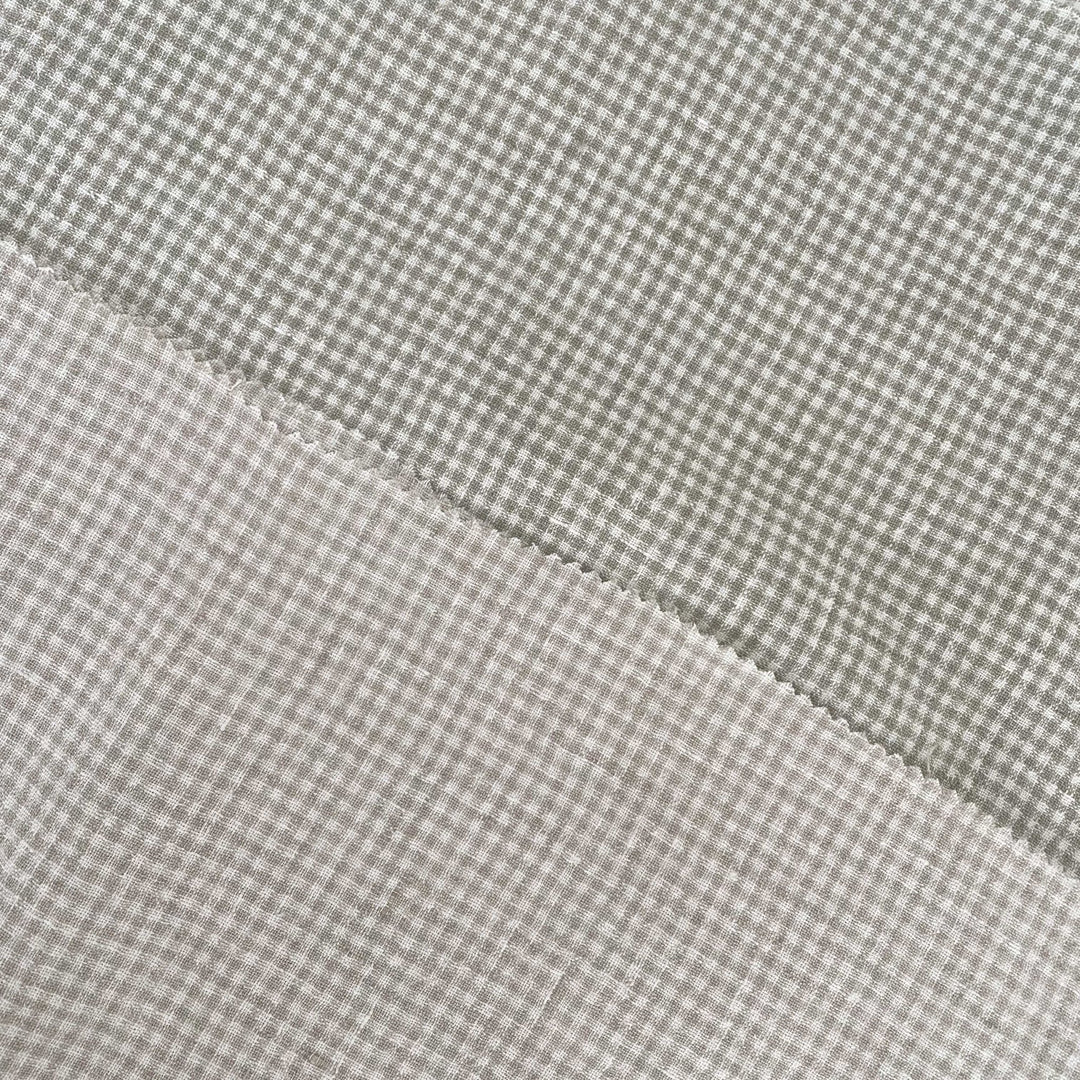 Linen Fabric Seersucker Gingham Check 7328 7329 - The Linen Lab - Beige