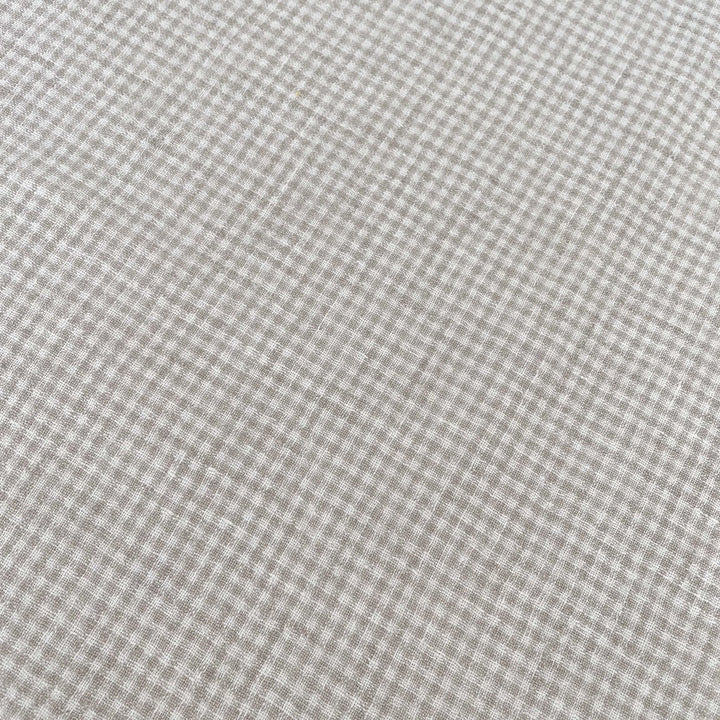 Linen Fabric Seersucker Gingham Check 7328 7329 - The Linen Lab - Beige