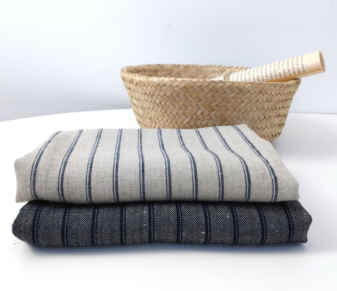 Linen Rayon Twill Stripe Fabric 6324 6325 - The Linen Lab - Natural