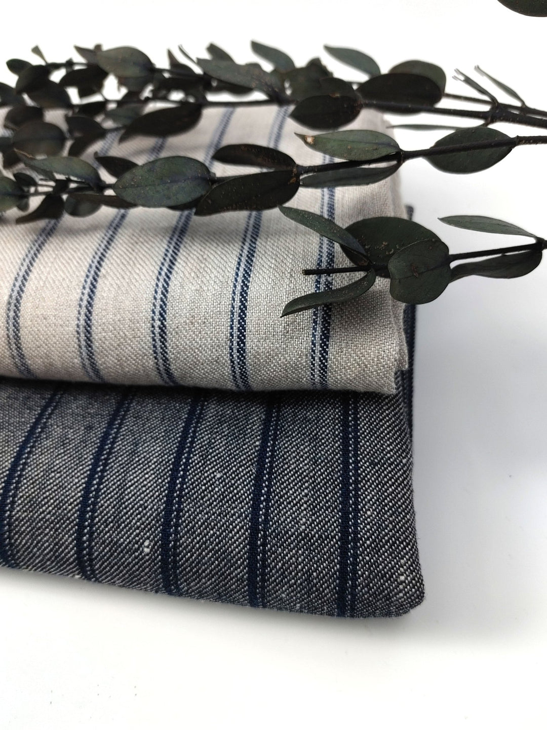 Linen Rayon Twill Stripe Fabric 6324 6325 - The Linen Lab - Natural