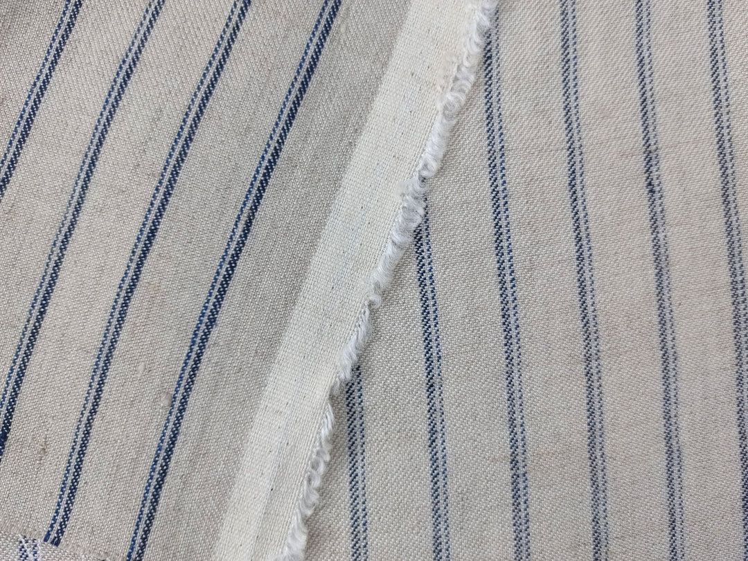 Linen Rayon Twill Stripe Fabric 6324 6325 - The Linen Lab - Navy