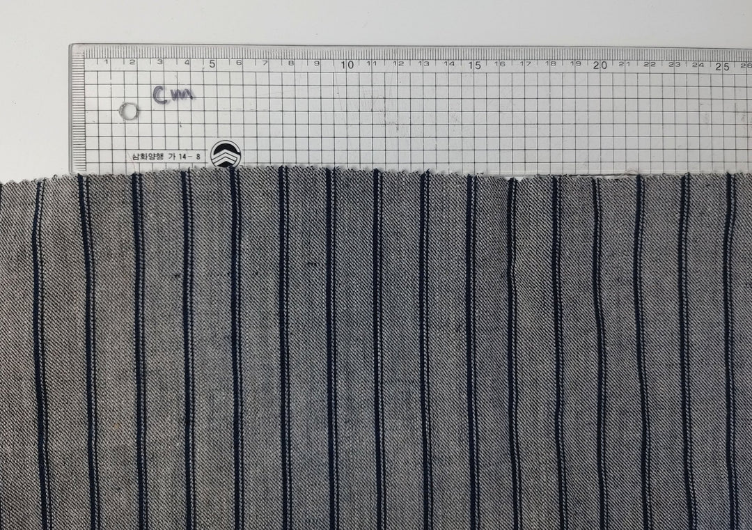 Linen Rayon Twill Stripe Fabric 6324 6325 - The Linen Lab - Navy