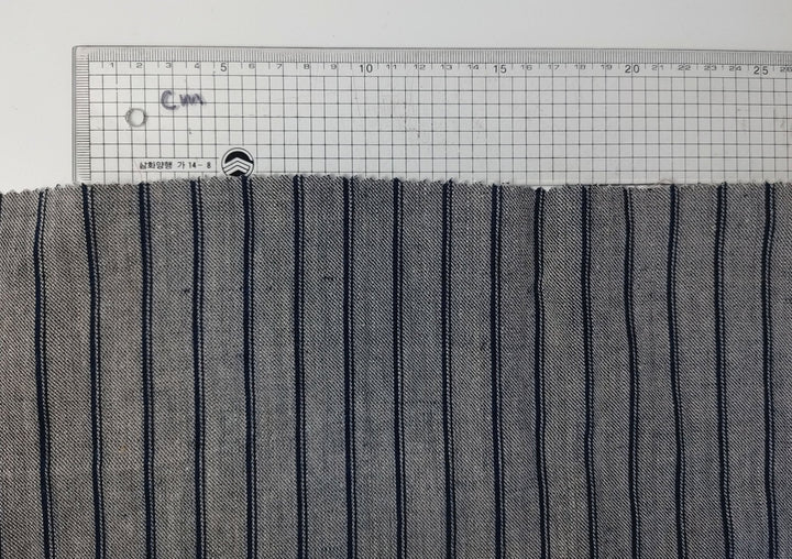 Linen Rayon Twill Stripe Fabric 6324 6325 - The Linen Lab - Navy
