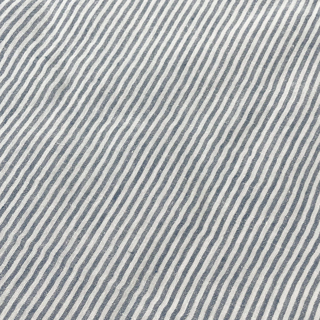Linen Thin Stripe Fabric 6267 6495 6496 - The Linen Lab - Green