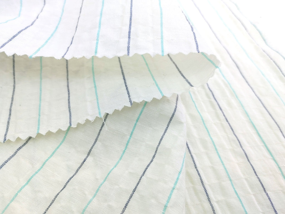 Wrinkled Charm Linen Blend with Striped Elegance Fabric 472 - The Linen Lab - Ivory